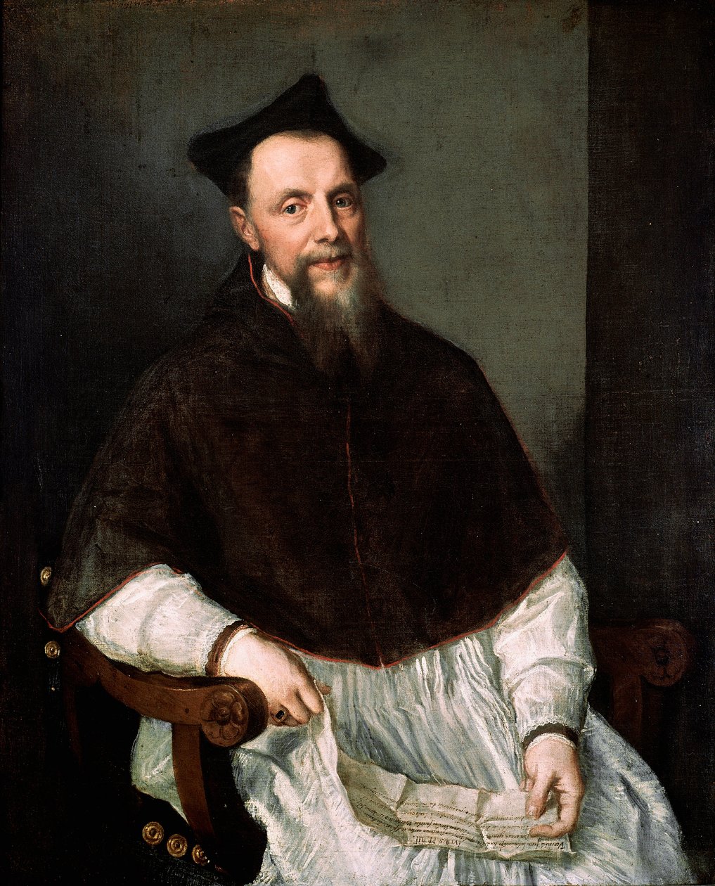 Porträtt av prelaten Ludovico Beccadelli (han deltog i konciliet i Trent) Målning av Tiziano Vecellio kallad Tizianen (ca 1490-1576) av Titian (c.1488 1576)