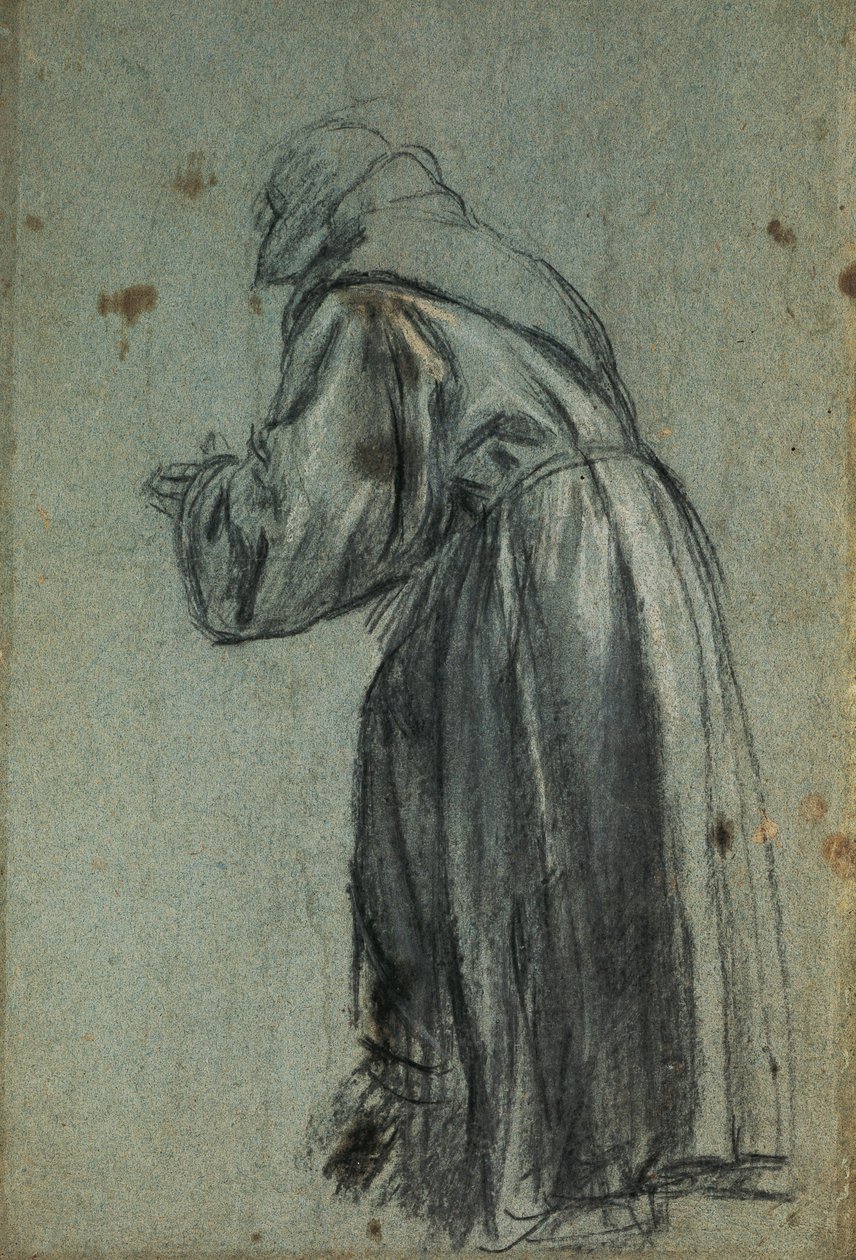 Studie för representation av St Francis (kol) av Titian (c.1488 1576)