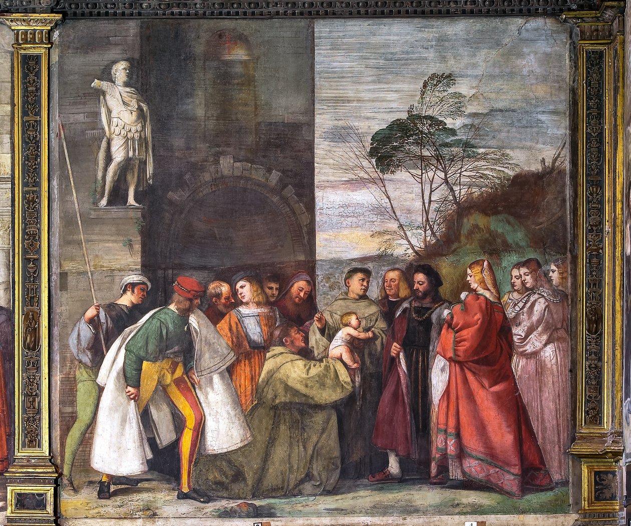 The Baby proklamerar moderns oskuld, den norra muren, School of the Saint, detalj 2195188 av Titian (c.1488 1576)