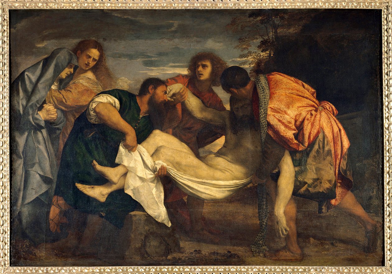 Gravmålningen av Tiziano Vecellio dit le Titian (1485-1576) Sön. 1,48 x 2,12 m av Tiziano Vecelli