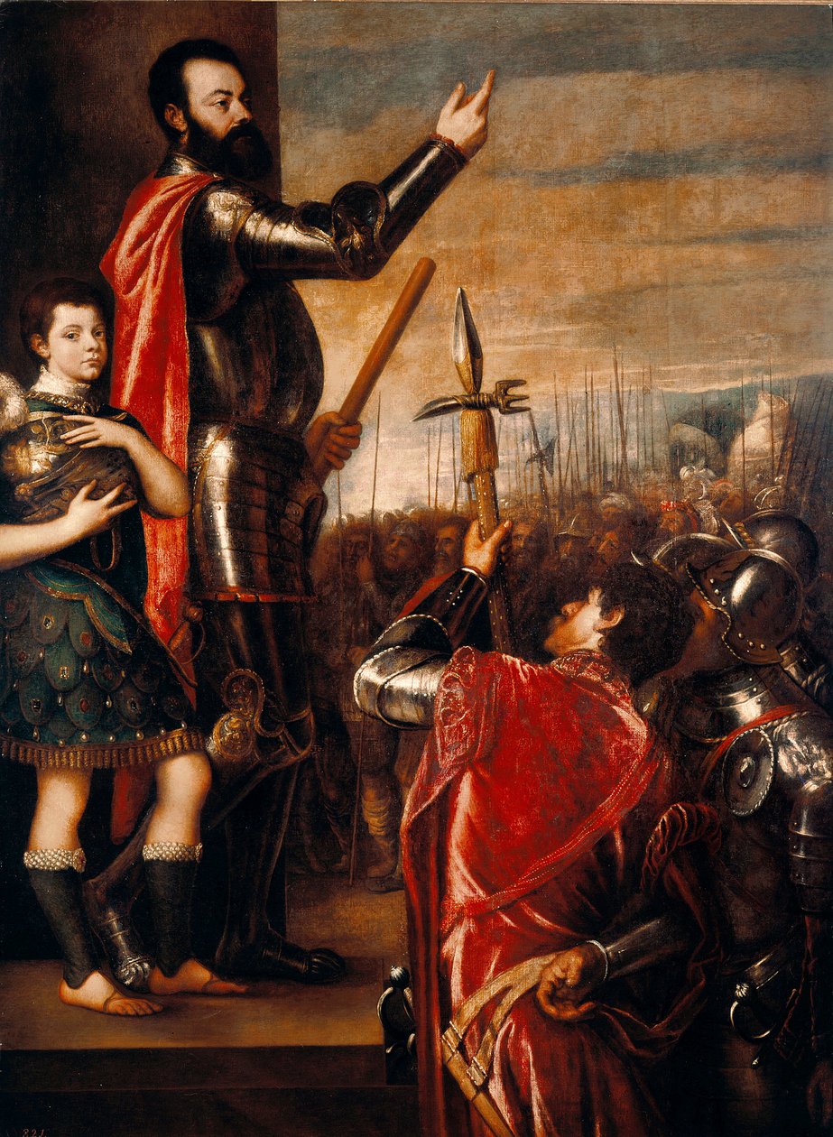 Talet av Alfonso de Avalos (1502-1546), condottiero (condottiere) Italiensk målning av Tiziano Vecellio sade Tizianen (ca 1490 -1576) 1540-1541 Dim.223x165 cm Madrid, Pradomuseet av Tiziano Vecelli