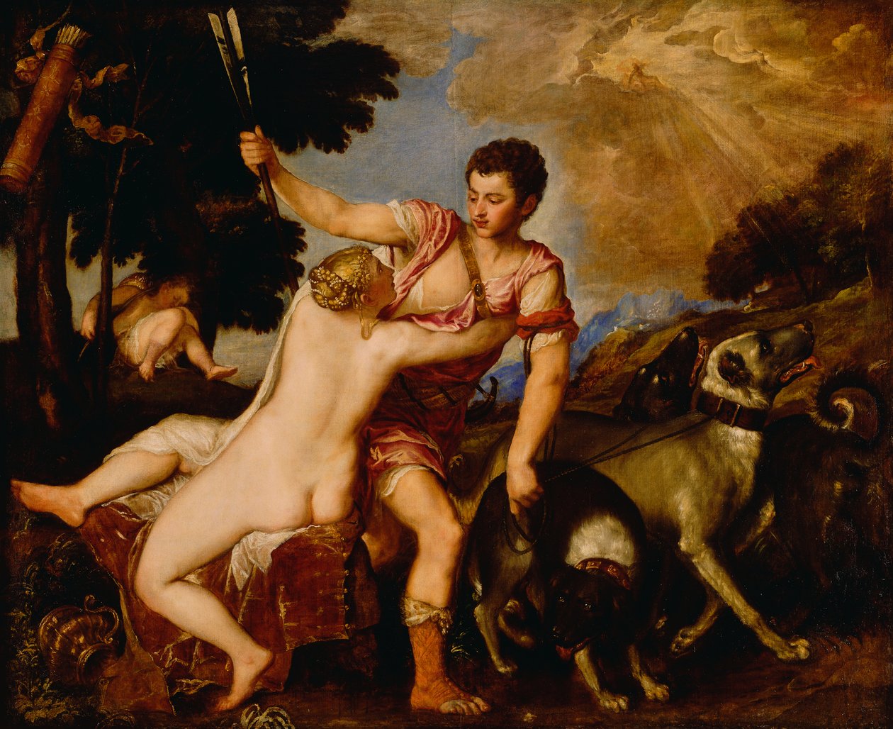 Venus och Adonis, ca 1555-60 (olja på duk) av Tiziano Vecelli