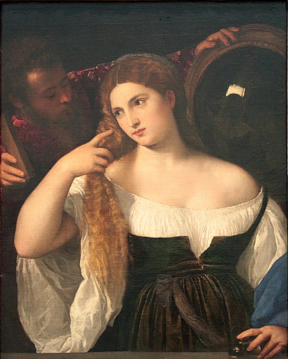 Franska:  La Femme au miroir Kvinna med spegel av Titian