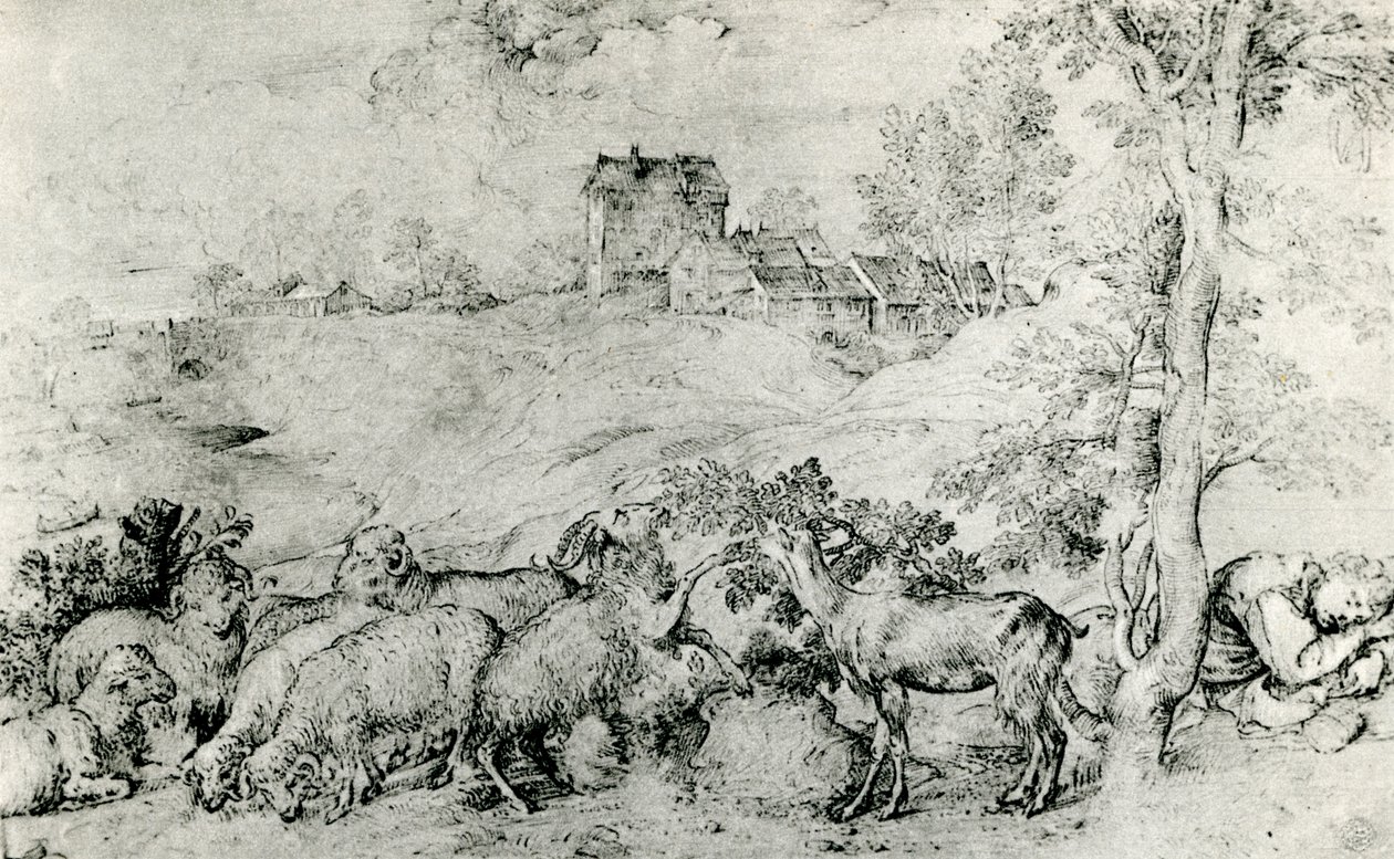 Landskap med fårflock, c1520, 1937 av Tiziano Vecelli