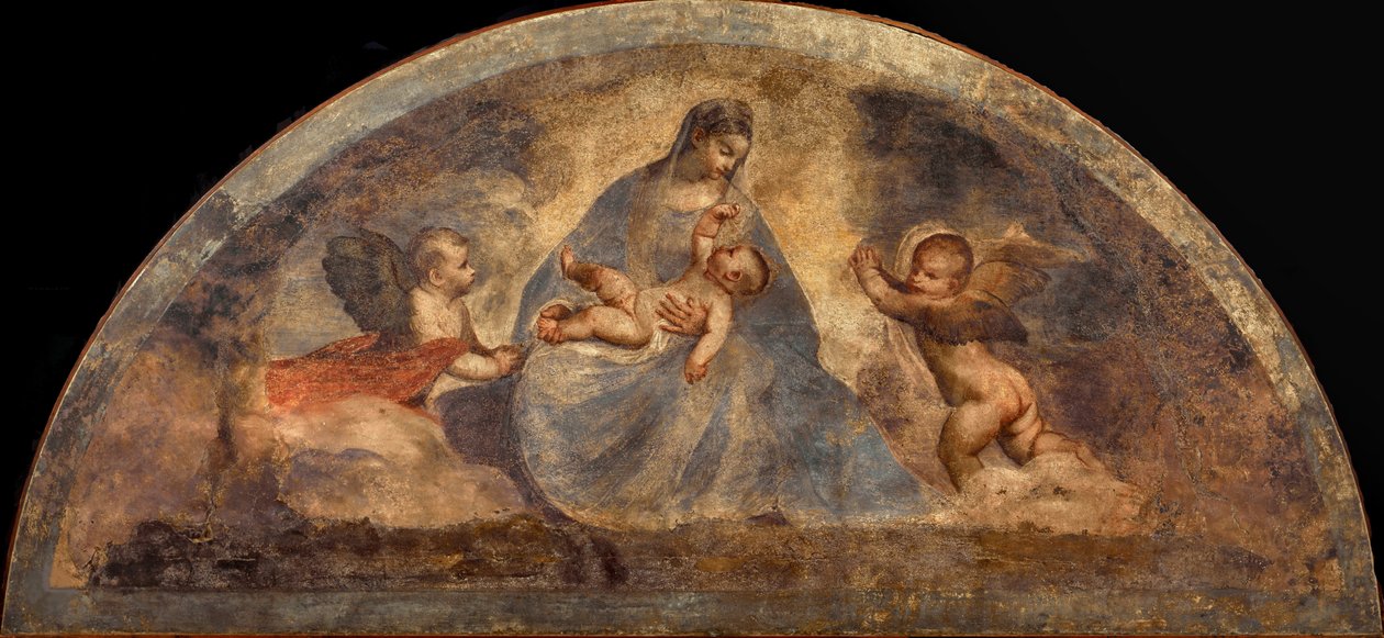Madonna och barn med två änglar, ca. 1519. av Titian