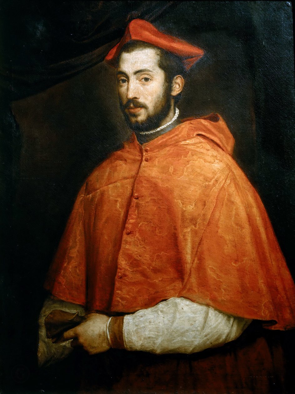 Porträtt av kardinal Alessandro Farnese, 1545-1546. av Titian