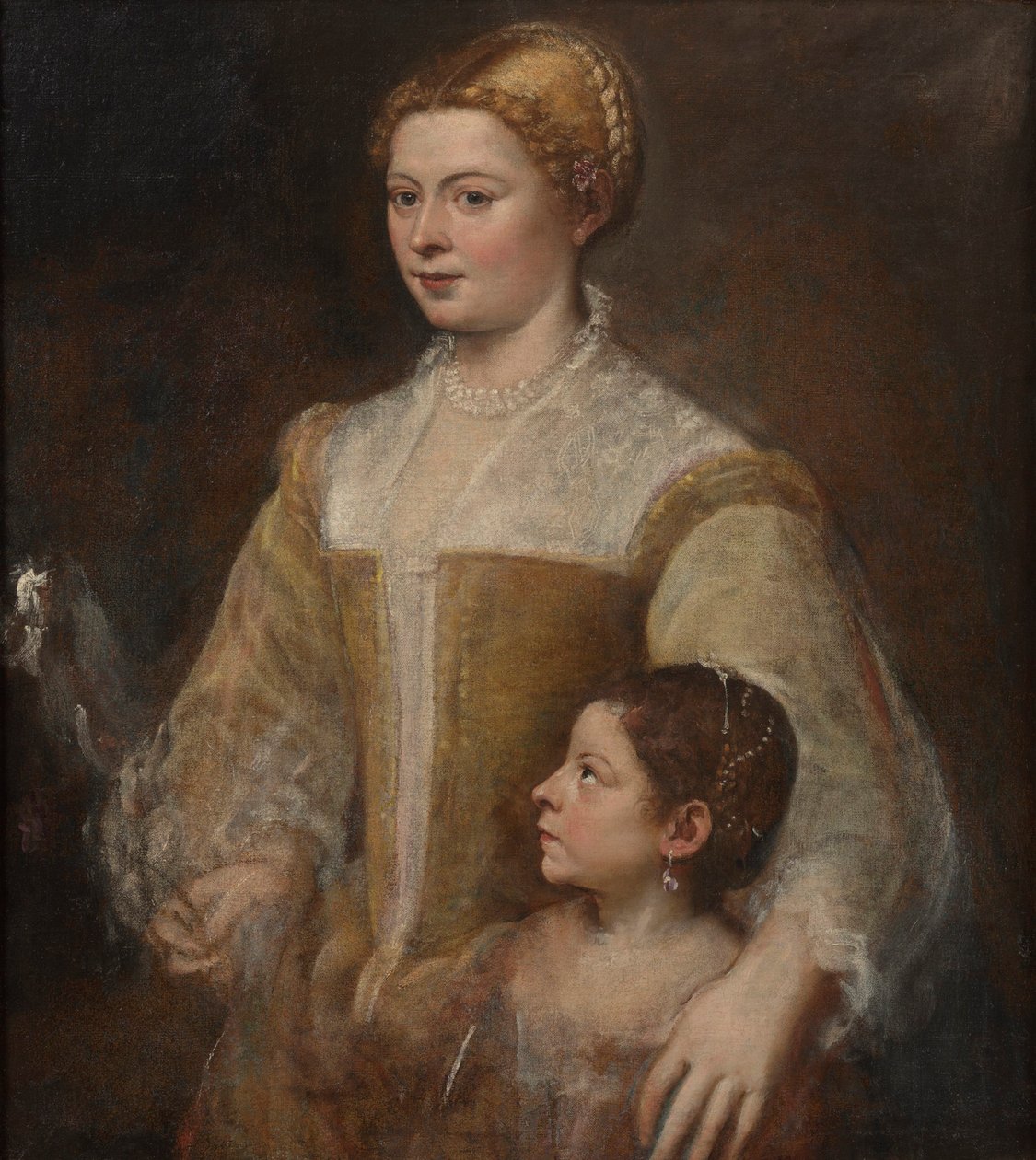 Porträtt av en dam och hennes dotter, ca. 1550. av Titian