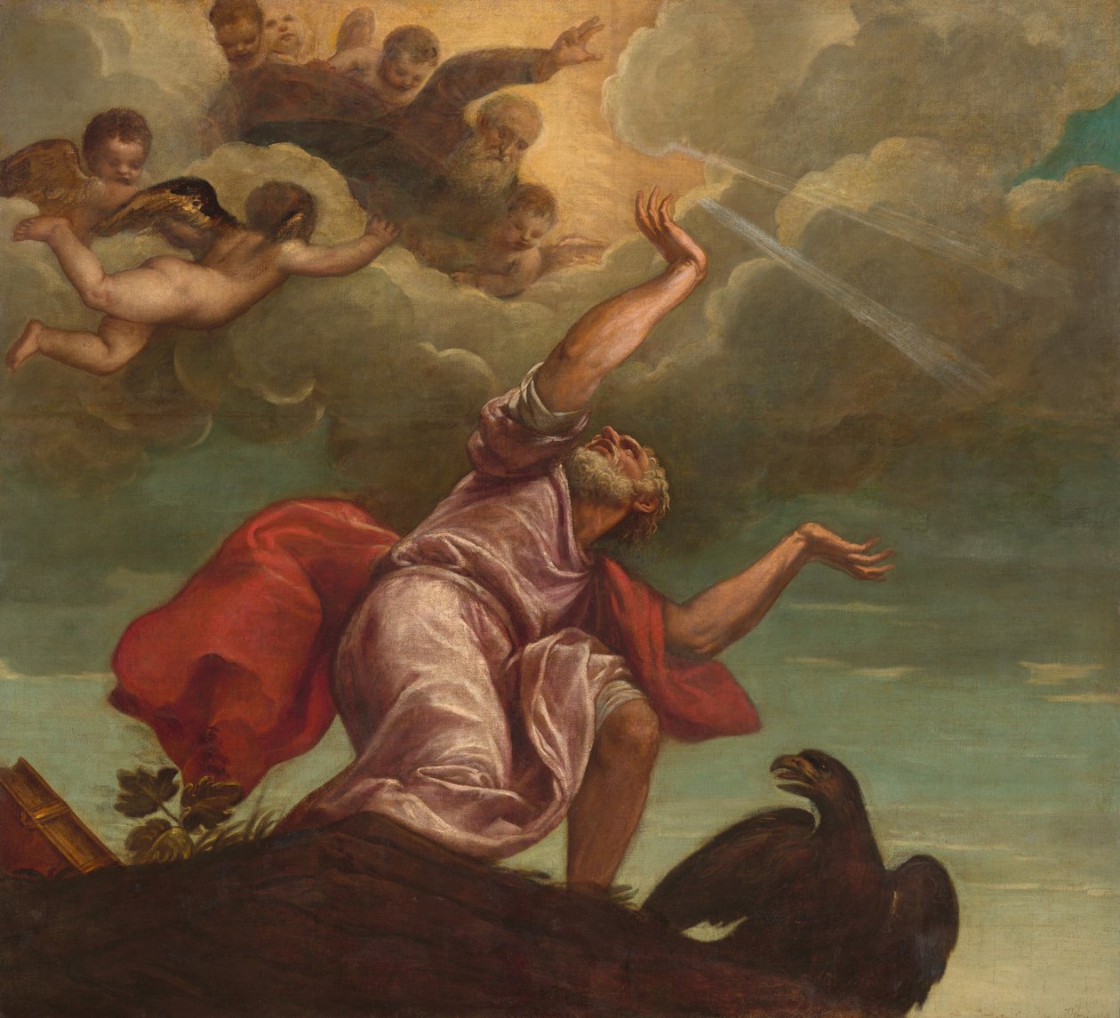 Sankt Johannes evangelisten på Patmos, ca. 15531555 av Titian,