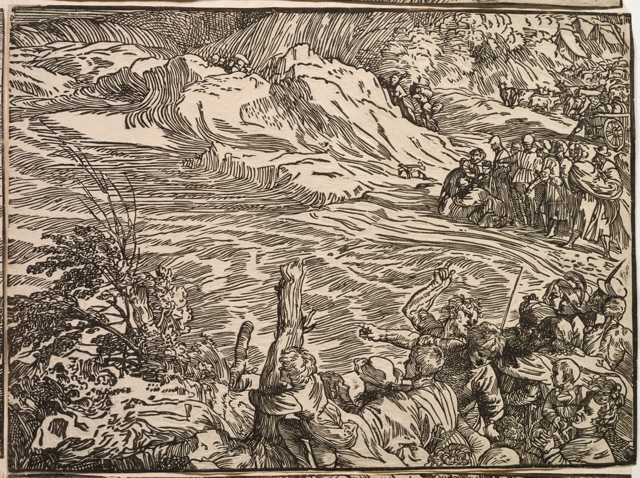 Faraos armés nedsänkning i Röda havet av Titian