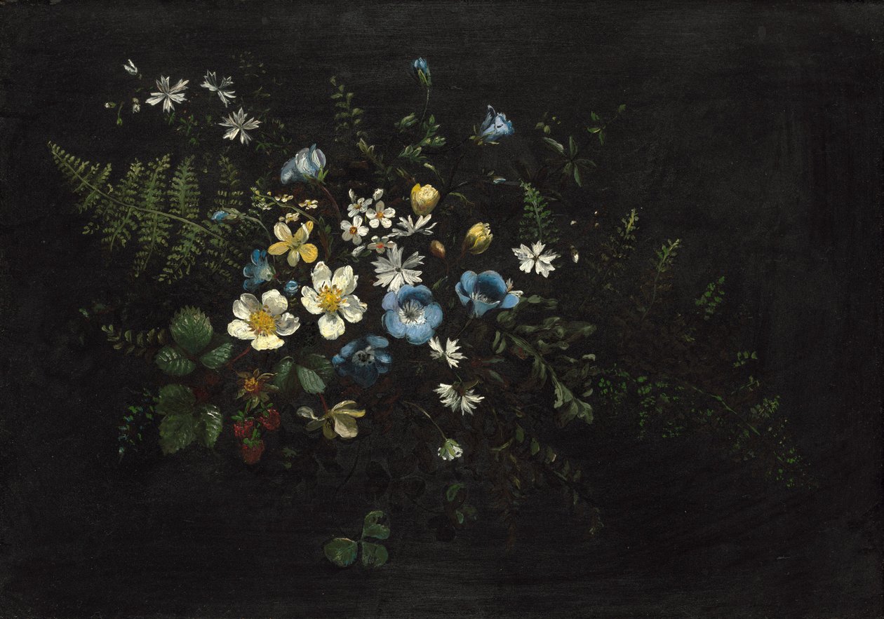 Spray av blommor och ormbunkar av Titian Ramsay Peale