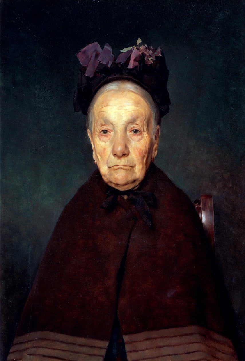 Porträtt av gammal kvinna av Tito Lessi (1858-1917), olja på panel, 33x22 cm, cirka 1897 av Tito Lessi