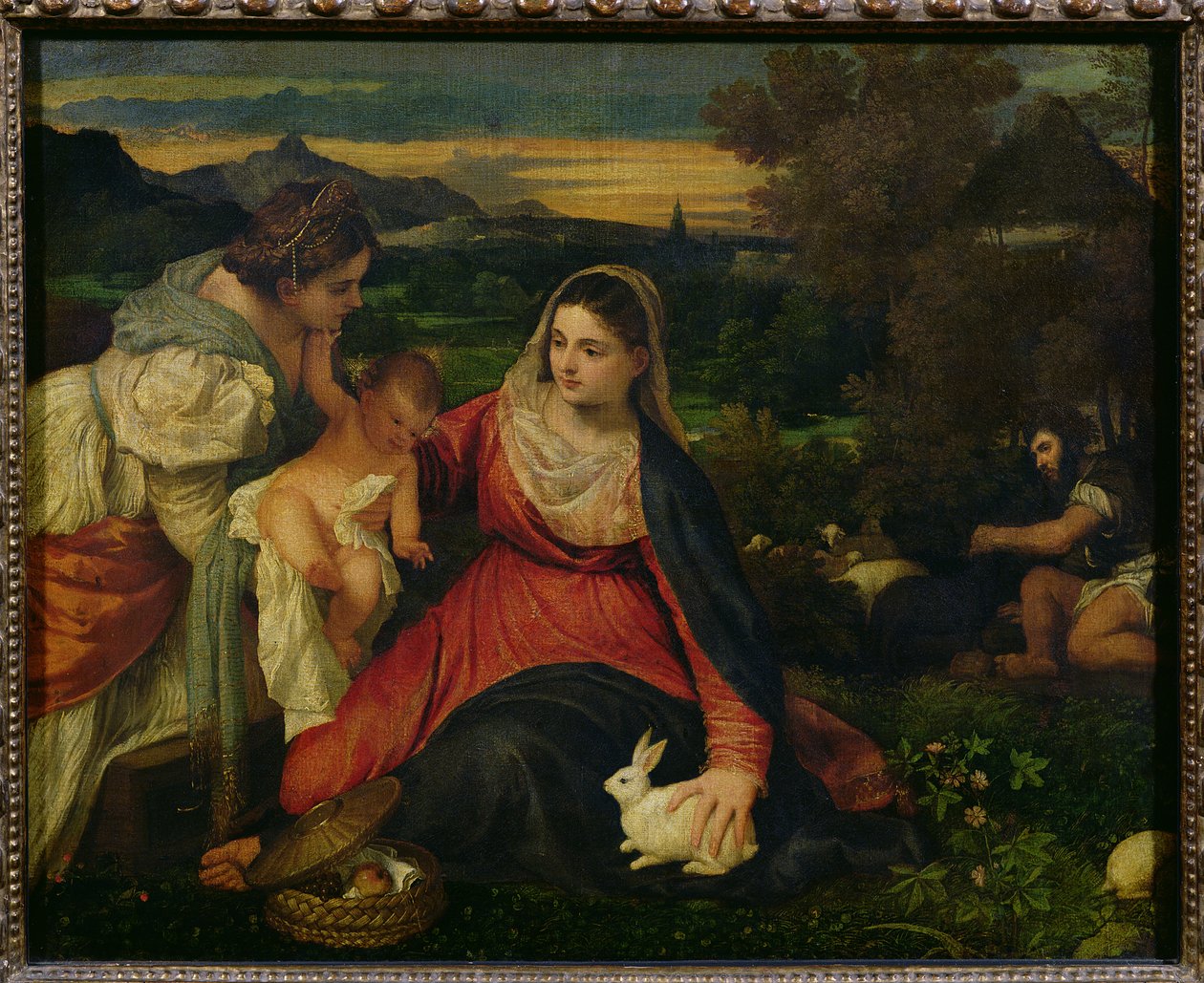 Madonna och barn med St. Catherine (Jungfrun av kaninen) c.1530 av Tiziano Vecelli