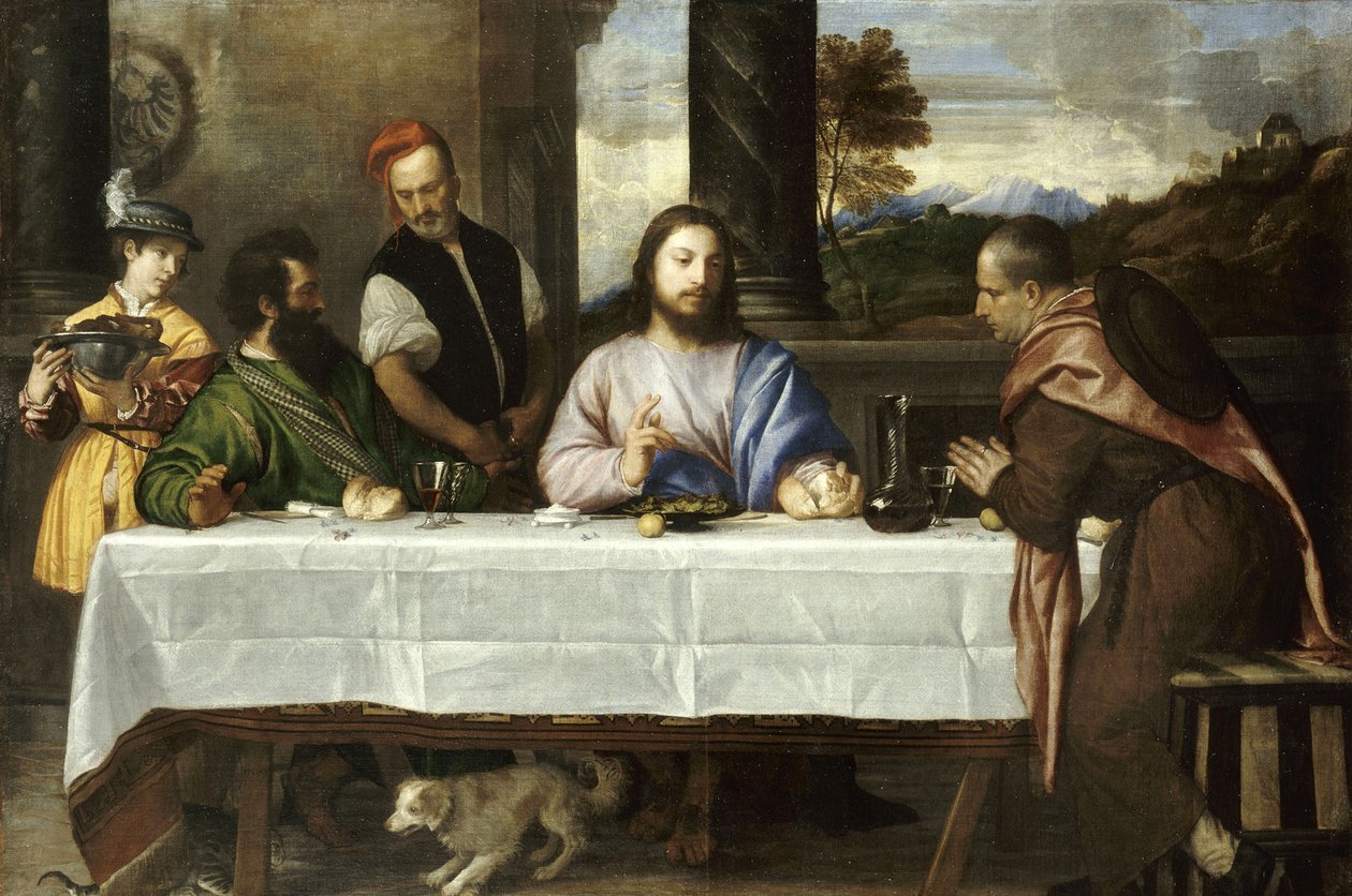 Pèlerins dEmmaüs  av Tiziano Vecelli