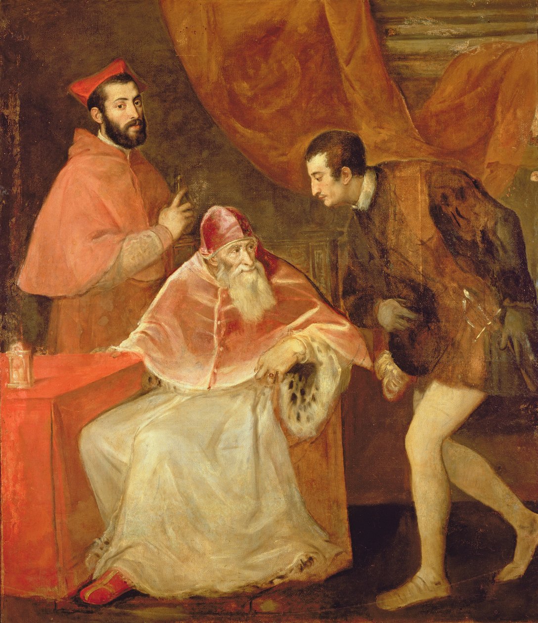 Påven Paul III (1468-1549) och hans brorsöner, 1545 av Tiziano Vecelli