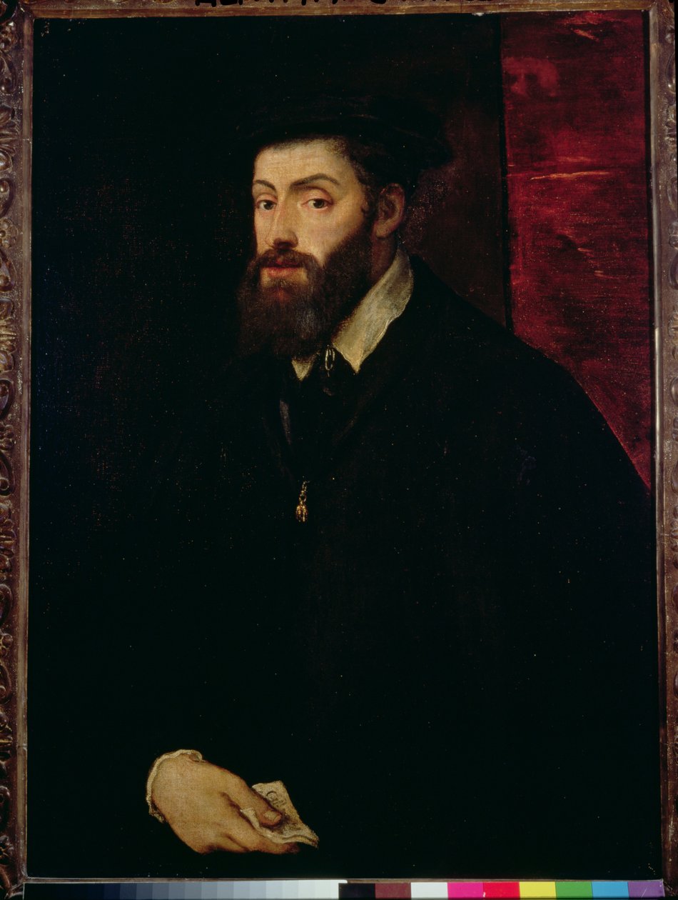 Porträtt av Karl V (1500-58) av Tiziano Vecelli