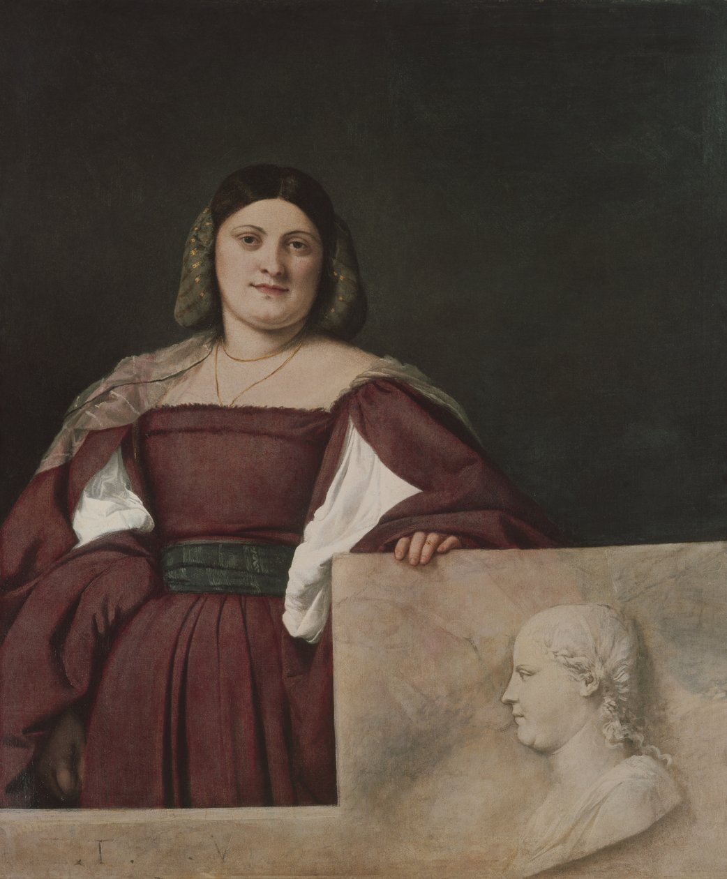 Porträtt av en dam (La Schiavona), c.1510-12 av Tiziano Vecelli