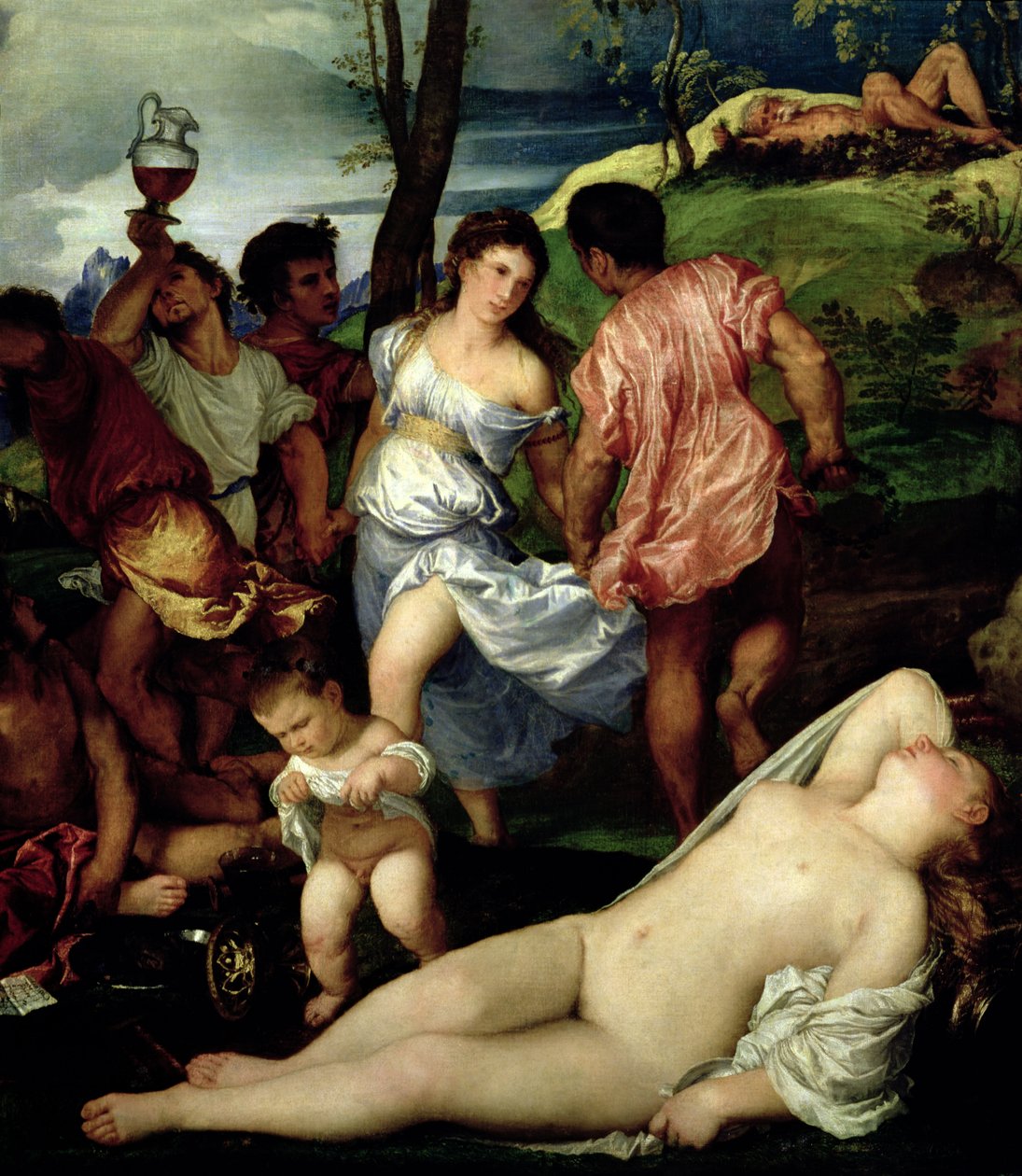 The Andrians, ca 1523-4 (detalj av 38606) av Tiziano Vecelli