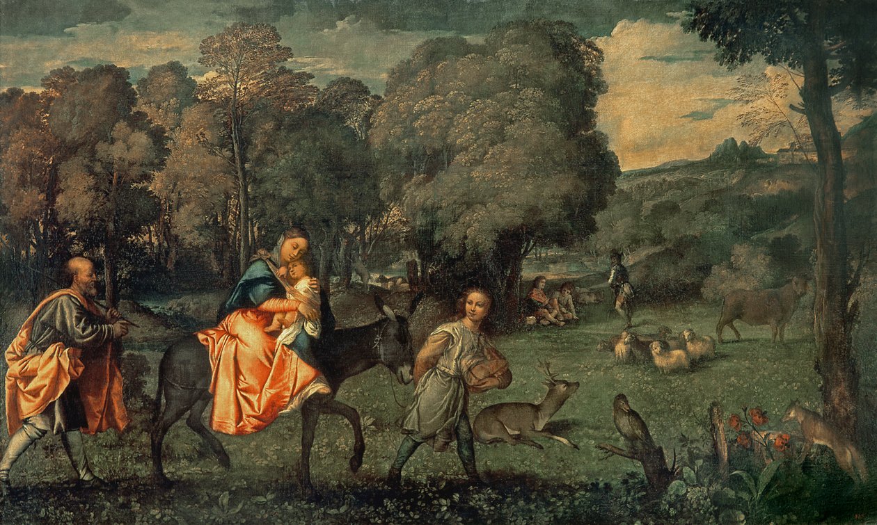 Flygningen till Egypten, 1500-talet av Tiziano Vecelli