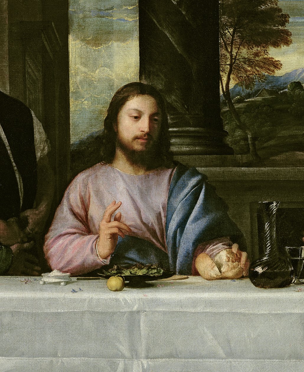 Nattvarden i Emmaus, ca 1535 (detalj av 34377) av Tiziano Vecelli