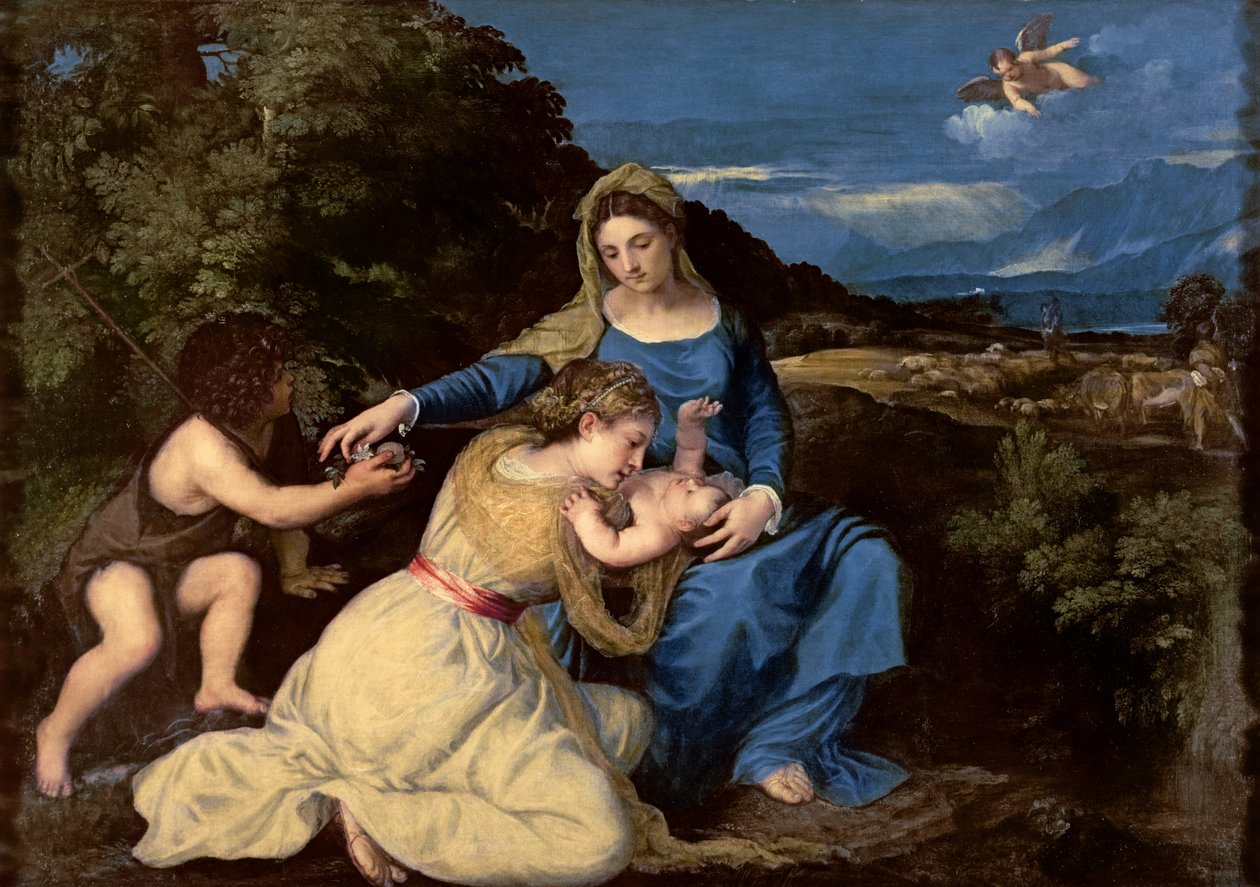 Jungfrun och barnet med heliga, 1532 av Tiziano Vecelli