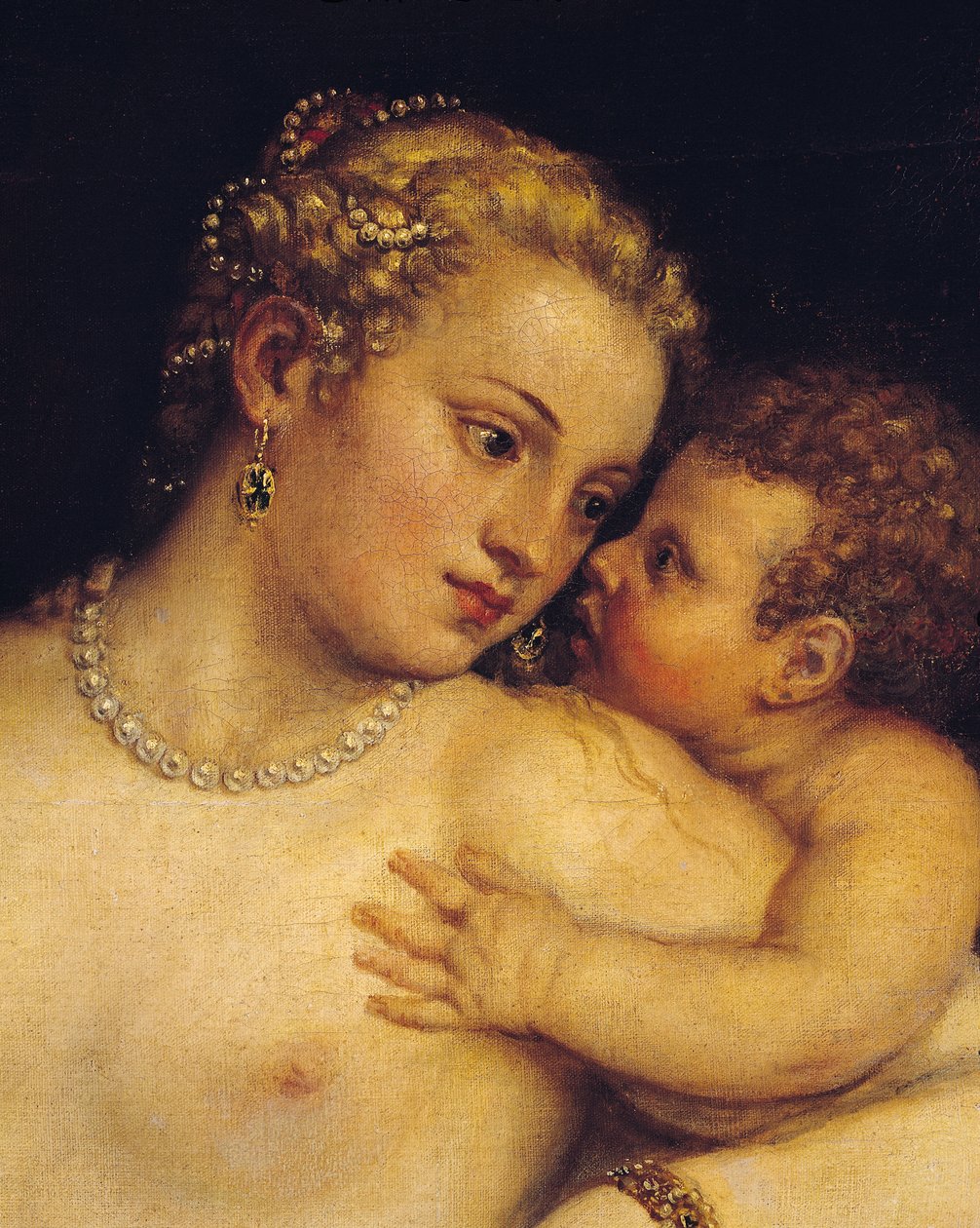 Venus gläder sig med kärlek och musik, 1545 (detalj av 38586) av Tiziano Vecelli