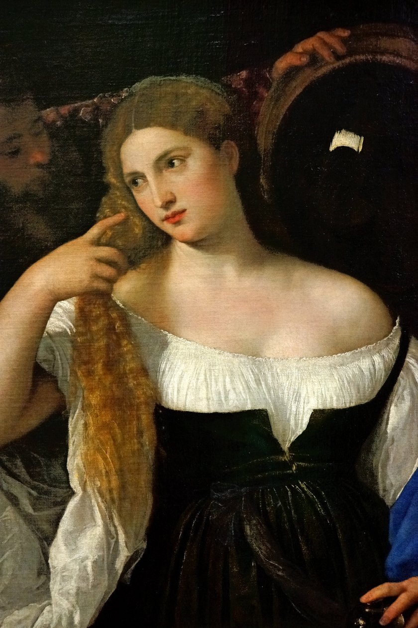 Woman with Mirror  av Tiziano Vecelli
