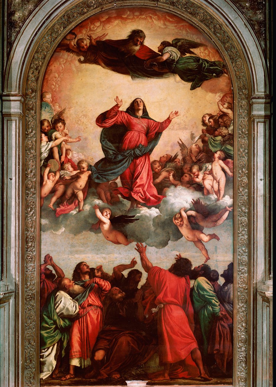 Antagandemålning av Tiziano Vecellio kallad Tizianen (1485-1576) av Tiziano Vecelli