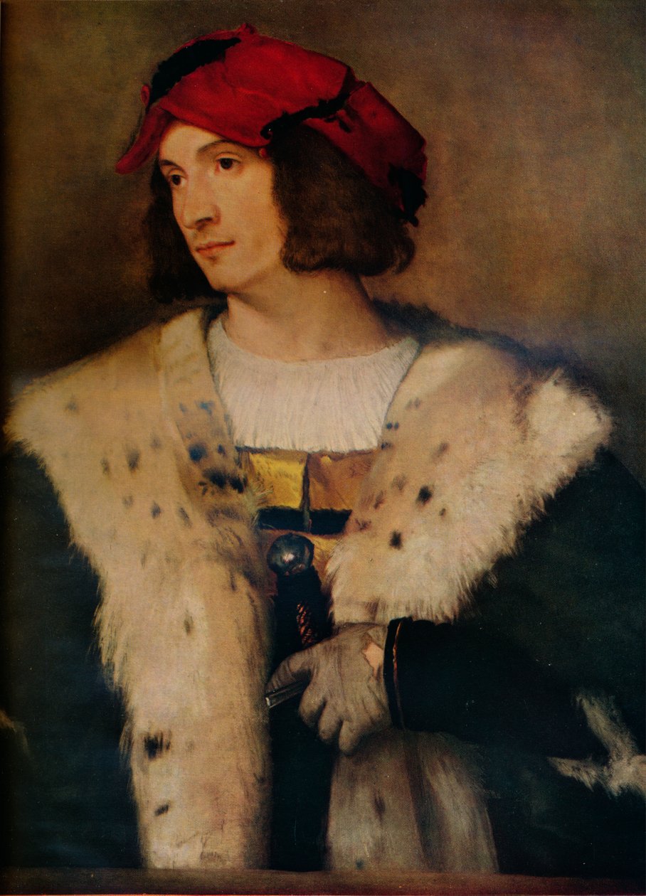 Man i en röd mössa, c1510 av Tiziano Vecelli