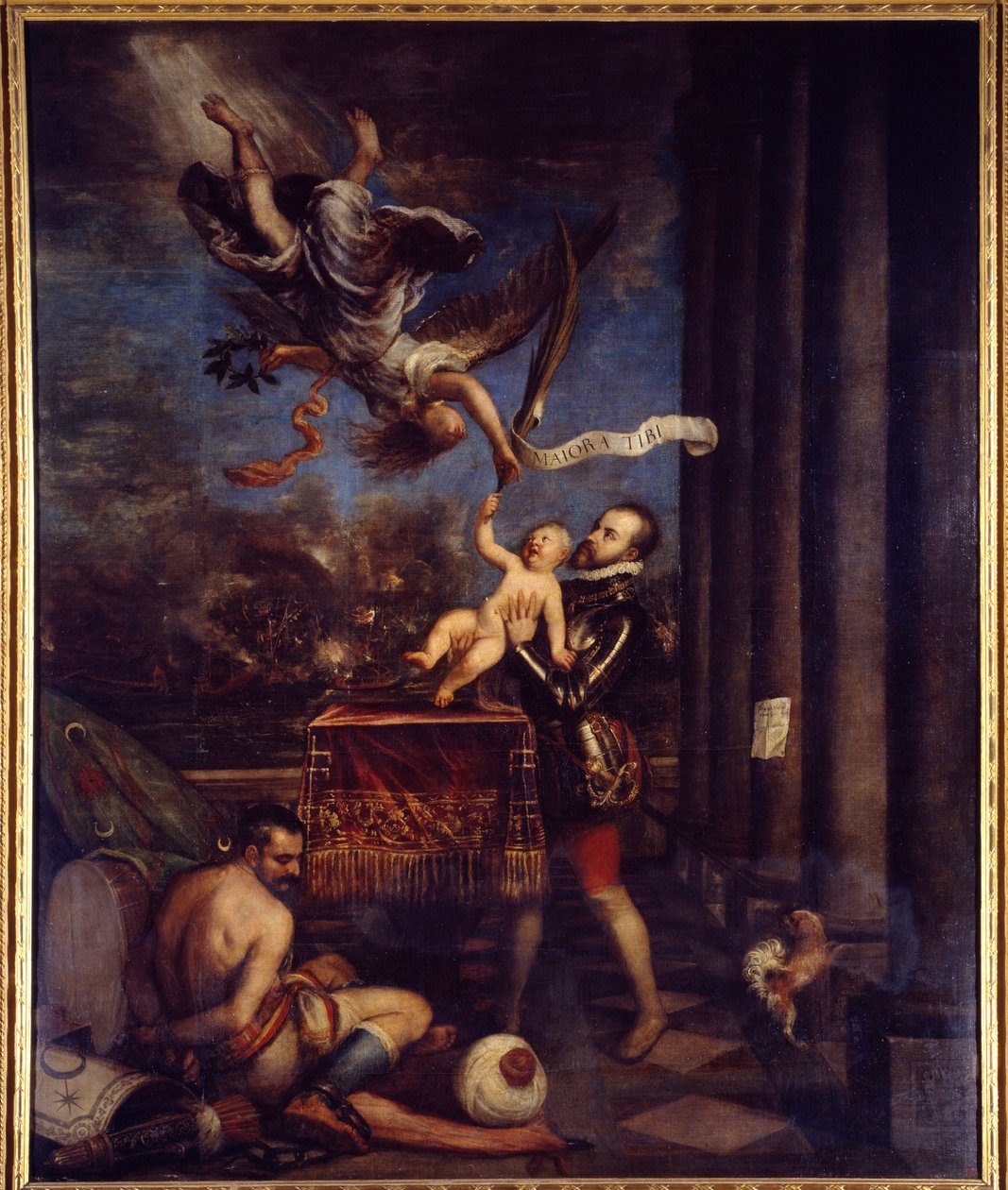 Filip II efter segern av Lepante (1571) erbjöd himlen prins Don Ferdinand. Målning av Tiziano Vecellio kallad Tizianen (1485-1576). Olja på duk. Mått: 3,35 X 2,74 m. Madrid, Pradomuseet. av Tiziano Vecelli