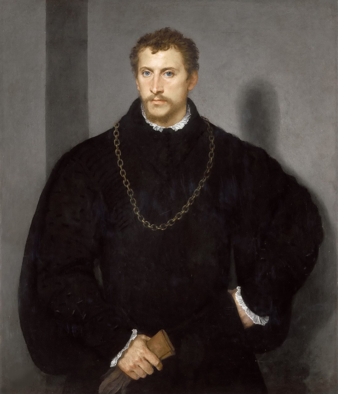 Porträtt av en ung engelsman Porträtt av en ung man med grå ögon, 1540-1545. av Tiziano Vecelli