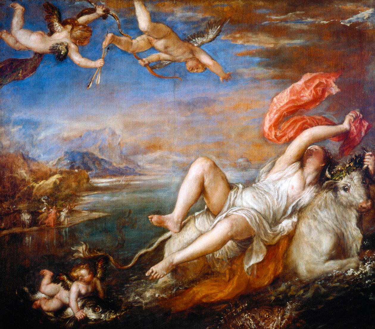 Europas våldtäkt, 1560-1561 av Tiziano Vecelli
