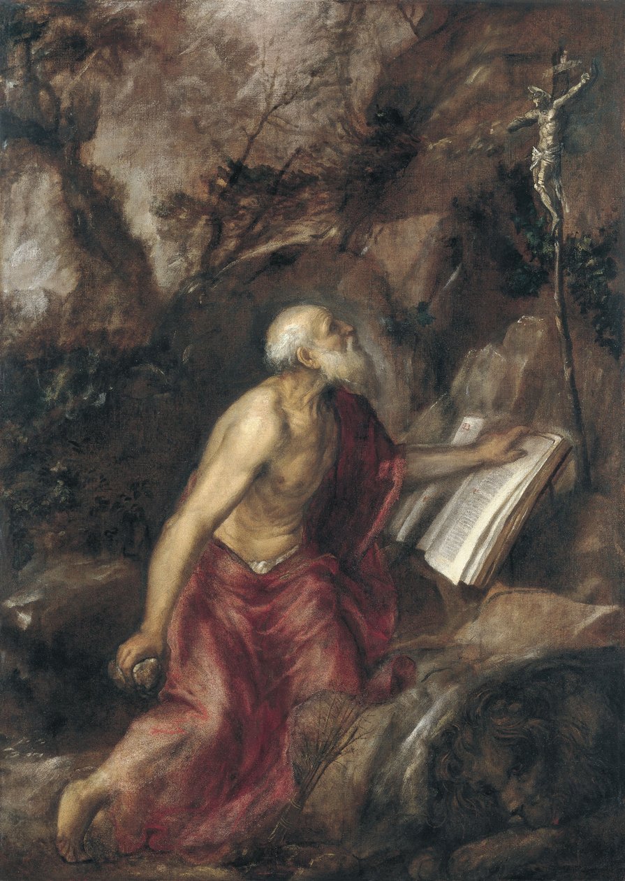 Den ångerfulle Saint Hieronymus av Tiziano Vecelli