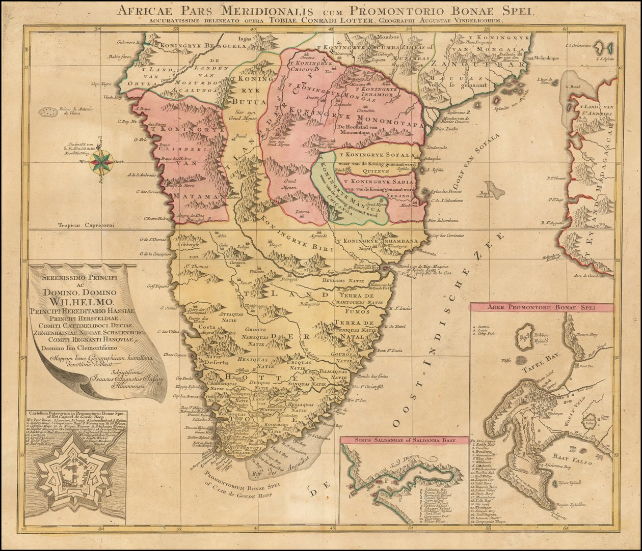 1778 års karta över södra Afrika av Tobias Conrad Lotter av Tobias Conrad Lotter