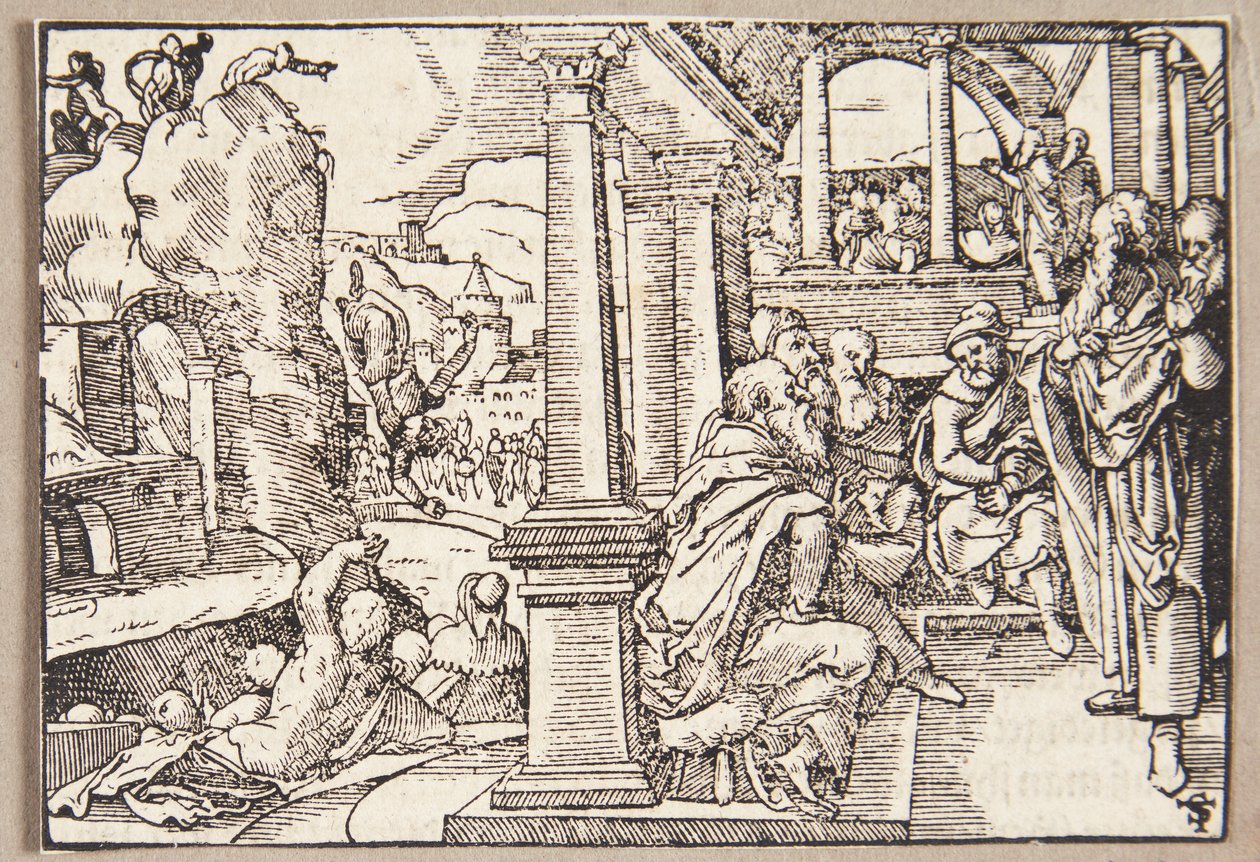 Spurius Cassius kastas från en klippa av Tobias Stimmer