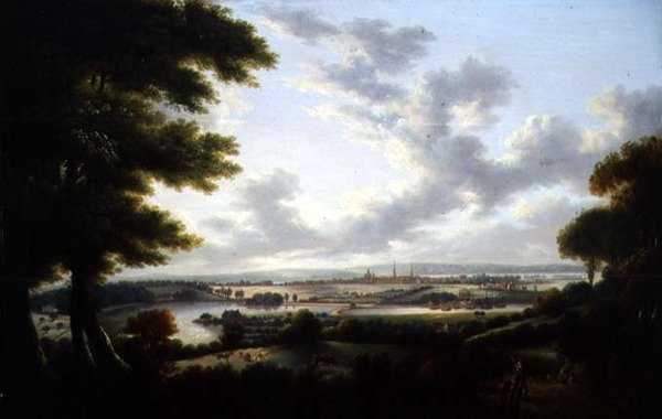 Southampton från Bitterne (olja på duk) av Tobias Young