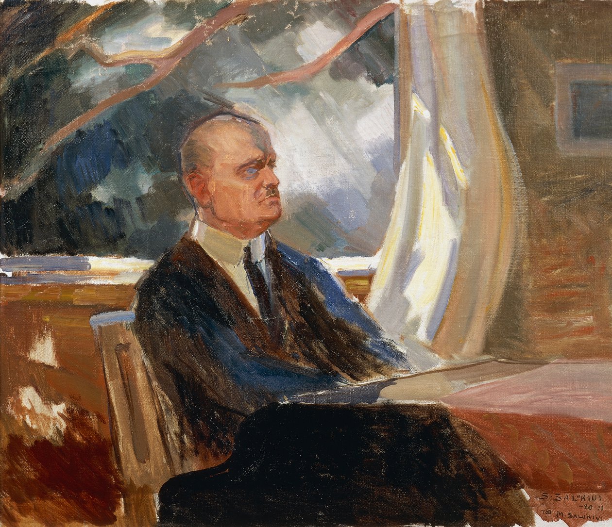 Porträtt av den finske kompositören och violinisten Jean Sibelius (Hameenlinna av Toivo Santeri Salokivi