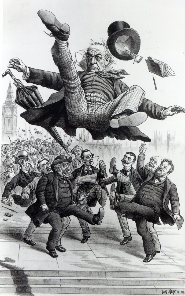 Gladstone sparkas ut ur parlamentet, ca 1894 av Tom Merry
