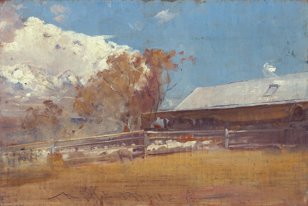 Shearing shed, Newstead av Tom Roberts