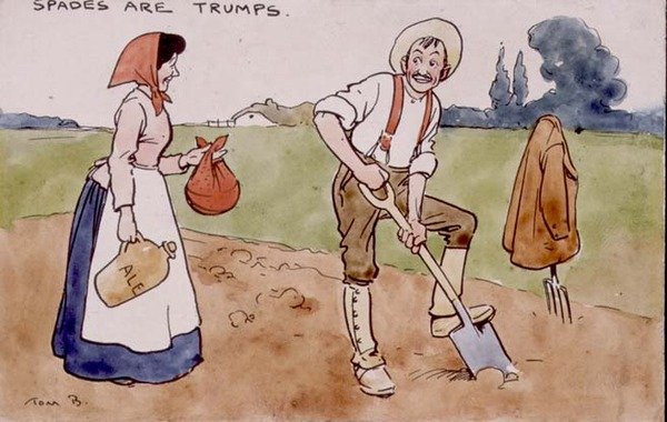 Spader är trumf (penna & bläck och akvarell) av Tom Browne