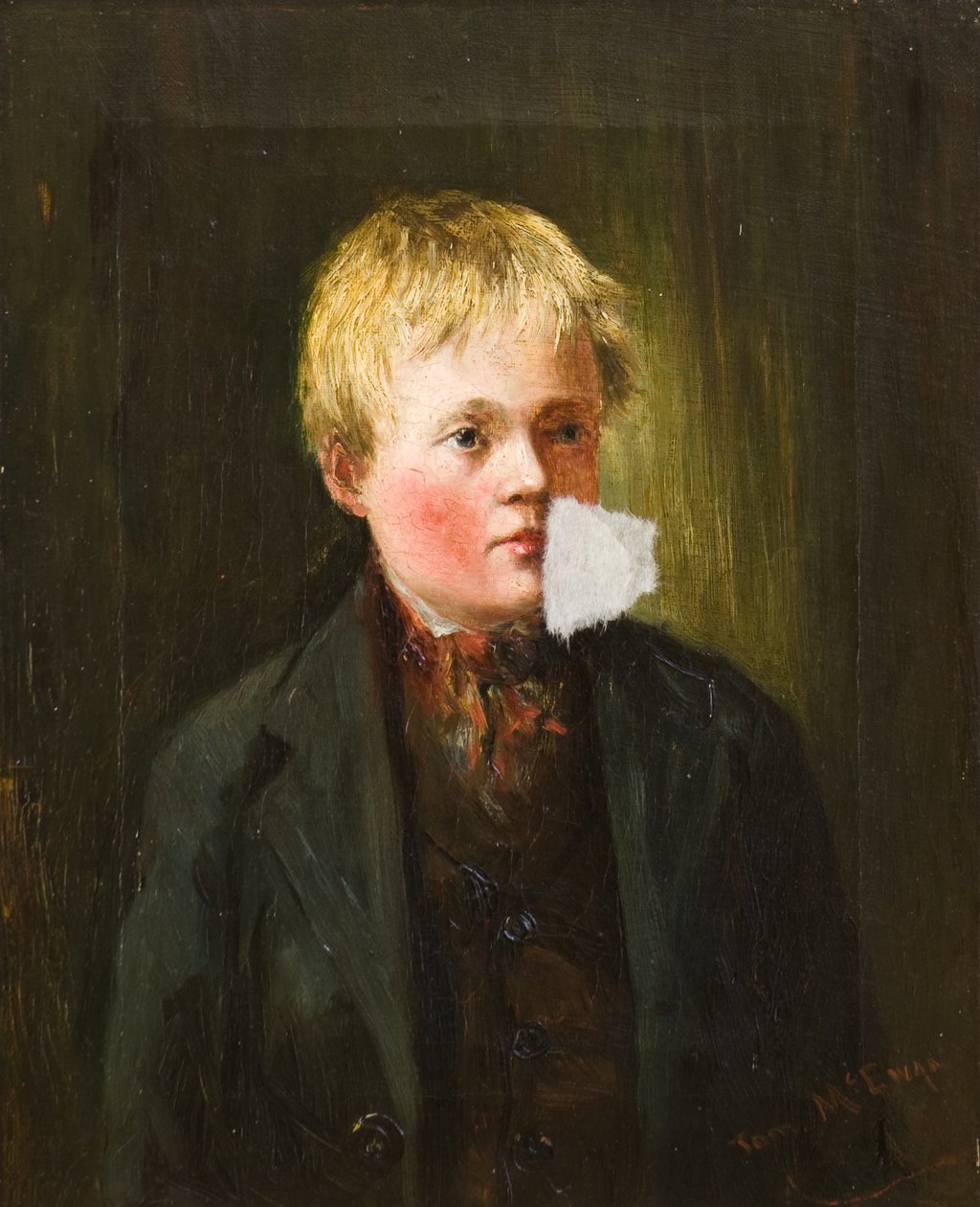 Porträtt av en pojke (olja på duk) av Tom McEwan