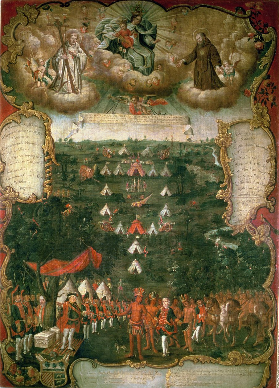 Guvernör Jeronimo Matorras militärläger under Gran Chaco-kampanjen (olja på duk) av Tomas Cabrera