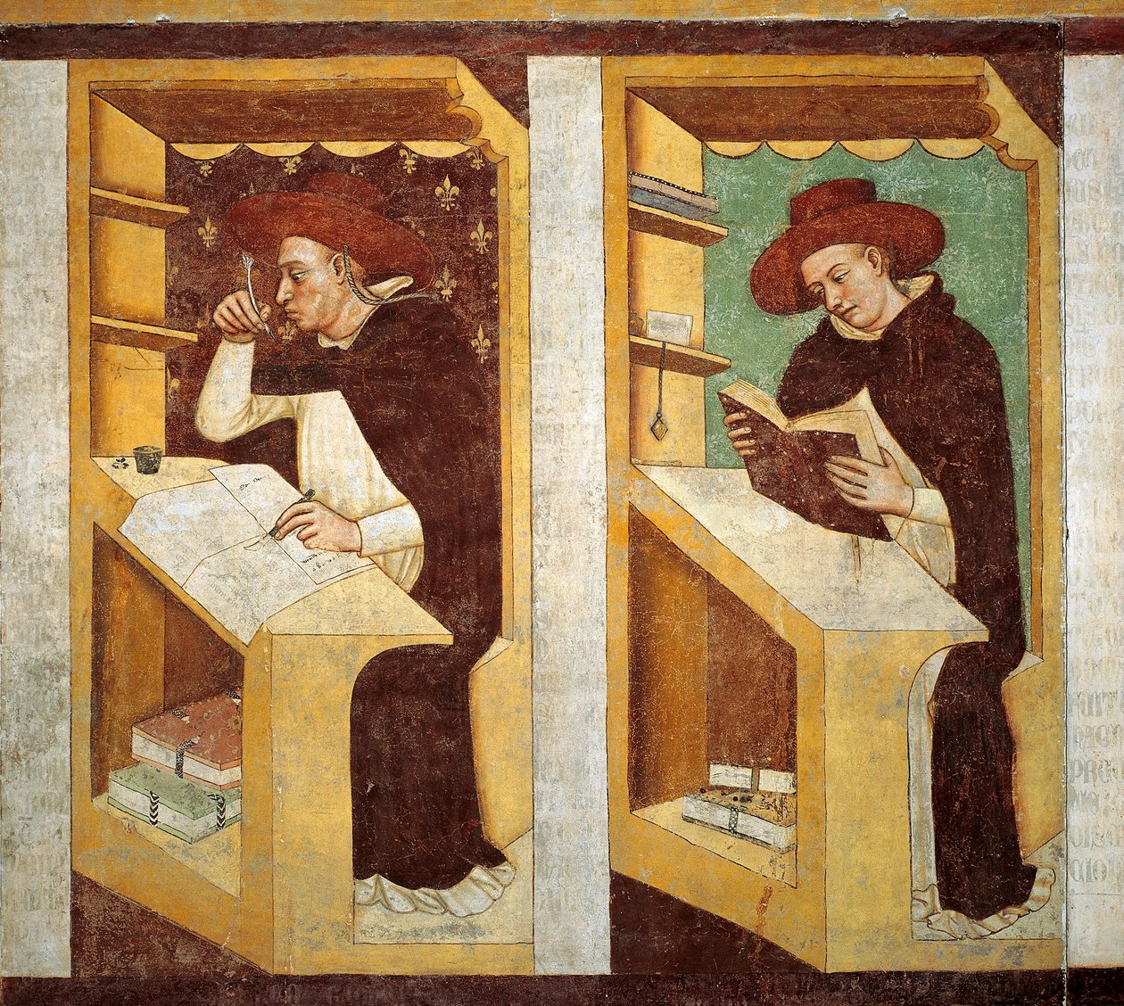 Dominikanska munkar, detalj från cykeln av fyrtio lysande medlemmar av den dominikanska orden av Tomaso da (late 15th century) Modena