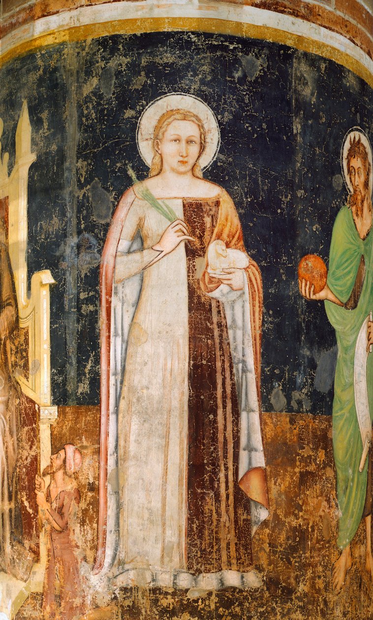St Agnes av Tommaso da Modena (1326-1379), fresk, kyrkan San Nicolo, Treviso av Tomaso da (late 15th century) Modena
