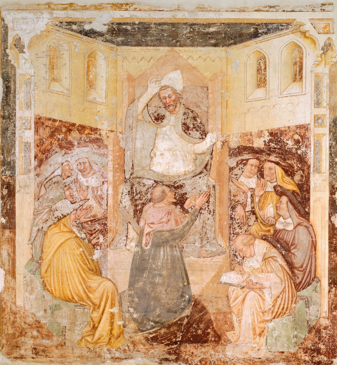 Abdikationen, detalj från Stories of St Ursula, av Tommaso da Modena (1326-1379), fresk av Tomaso da (late 15th century) Modena
