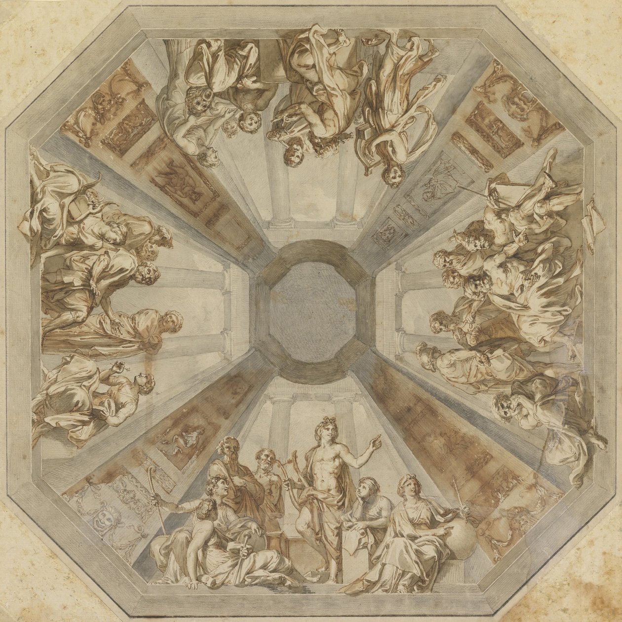 Studie för The Triumph of Apollo for the Ceiling of the Sala delle Muse, Museo Pio-Clementino, Vati ... av Tommaso Maria Conca