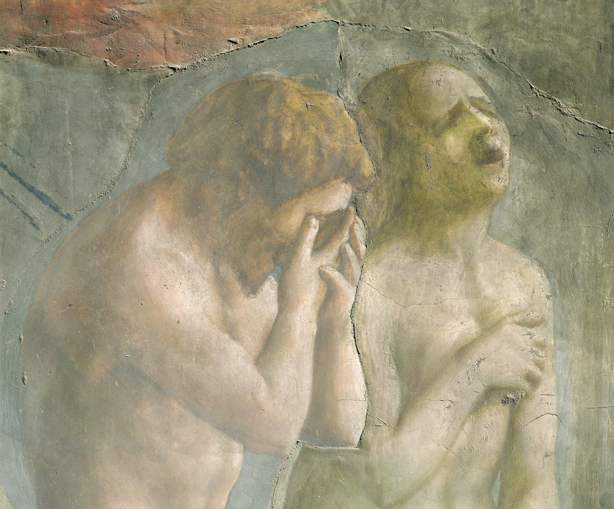 Adam och Eva förvisade från paradiset, ca 1427 (detalj) (förrestaurering) (se även 63190) av Tommaso Masaccio