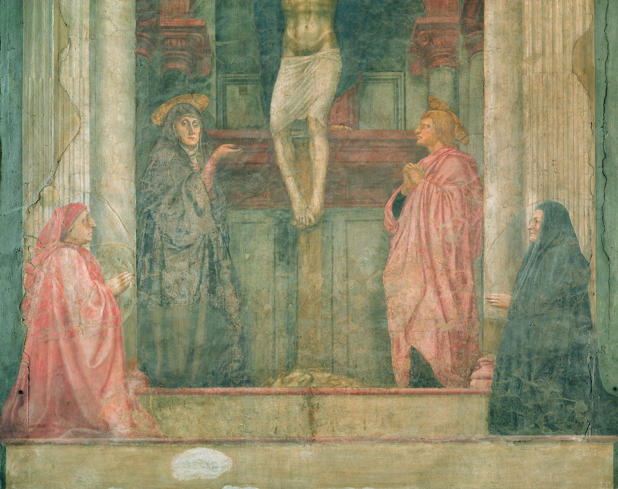 Treenigheten, 1427-28 (detalj) (se även 173689-91, 200125-200130) av Tommaso Masaccio