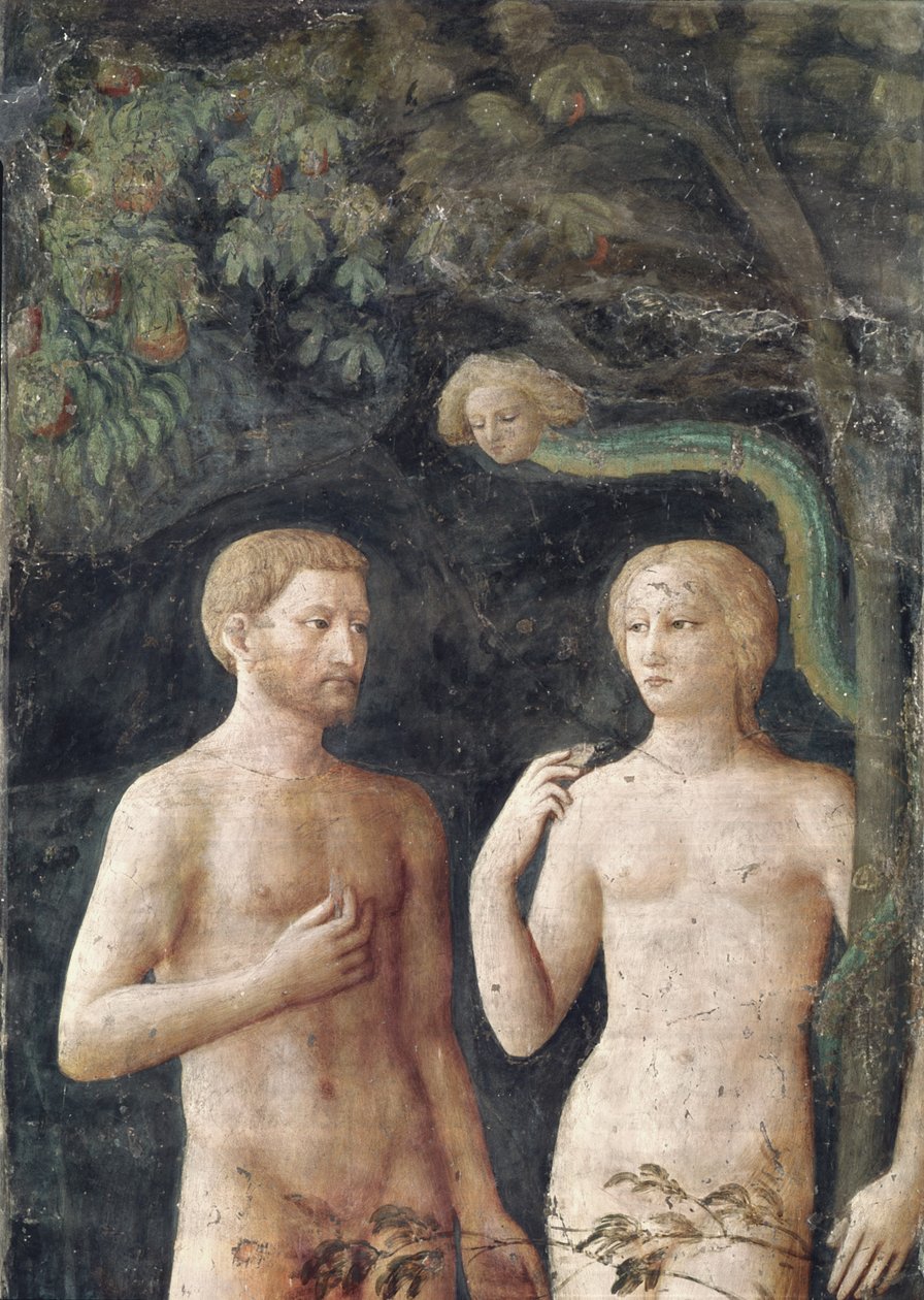 Detalj av Adam och Evas frestelse, ca 1423-25 Fresko detalj av 430556 av Tommaso Masolino da Panicale
