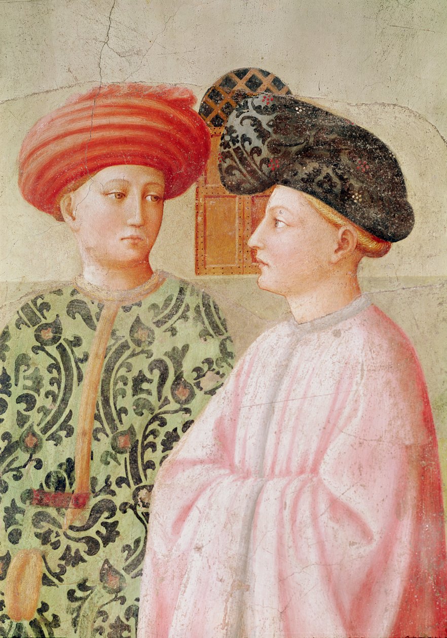 Detalj av figurerna bakom S:t Petrus, från Tabithas uppståndelse, ca 1427 av Tommaso Masolino da Panicale