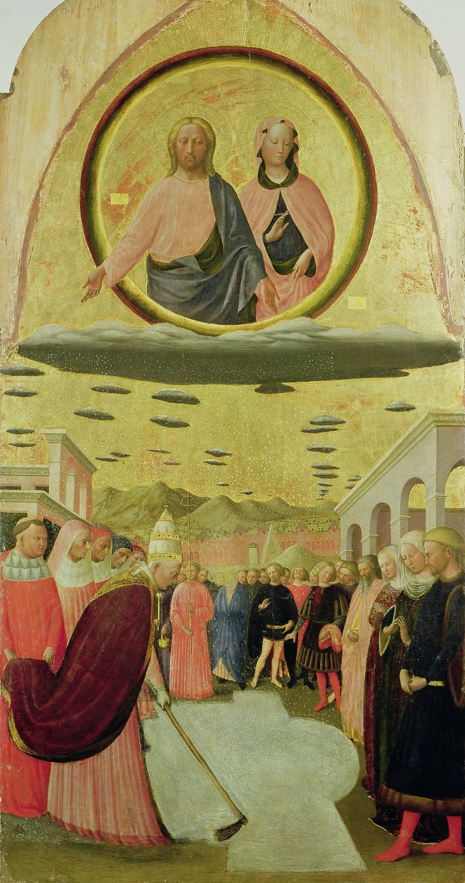 Påven Liberius (r.352-66) grundar basilikan Santa Maria della Neve av Tommaso Masolino da Panicale